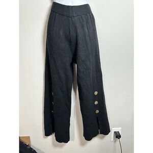 Muche & Muchette Thick Sweater Knit Ankle Pants with Gold Side Accents One Size